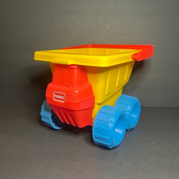 Vintage 1993 Playskool #1054 Yellow Red & Blue Sand Bucket Scooter on Wheels - Picture 1 of 9